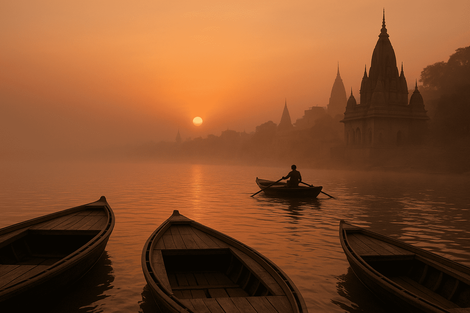 boats on the Ganga